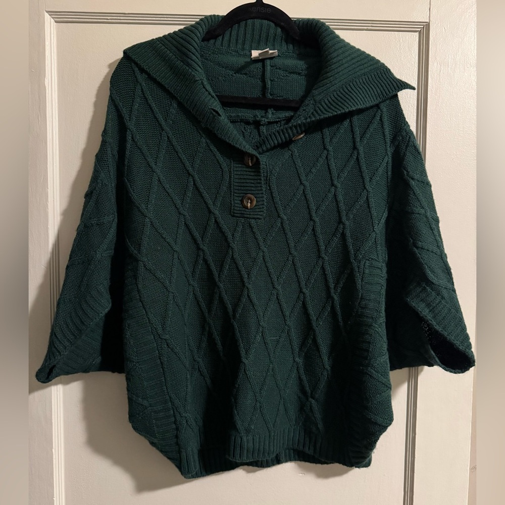 St. John’s bay poncho sweater dark green size small women’s